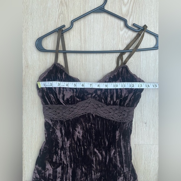 Brown Velour Midi Dress XS S Whimsigoth Lagenlook Fairycore - Picture 9 of 16